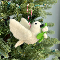 Load image into Gallery viewer, Dove with Olive Branch Felt Wool Ornament
