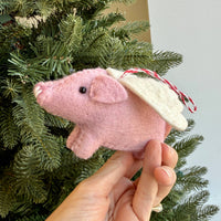 Load image into Gallery viewer, Flying Pig Felt Wool Ornament
