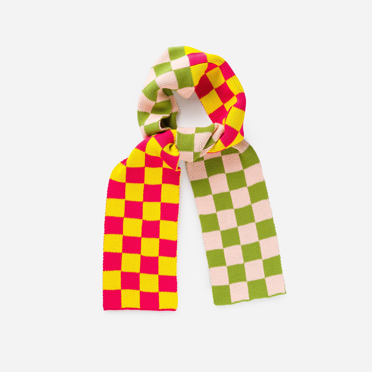 Checkerboard Mini Scarf: Blush Green