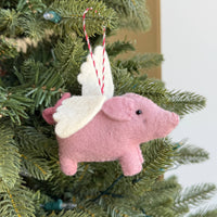 Load image into Gallery viewer, Flying Pig Felt Wool Ornament
