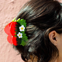 Load image into Gallery viewer, Strawberries and Flowers Hair Claw
