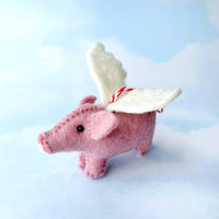 Load image into Gallery viewer, Flying Pig Felt Wool Ornament
