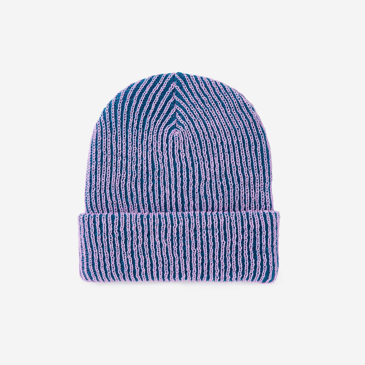 Simple Rib Knit Beanie: Teal Lilac