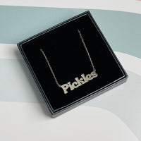 Load image into Gallery viewer, Pickles word Necklace stainless steel silver or gold food: Silver
