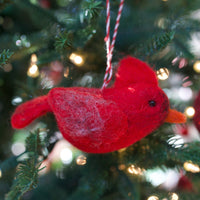 Load image into Gallery viewer, Cardinal Felt Wool Bird Ornament
