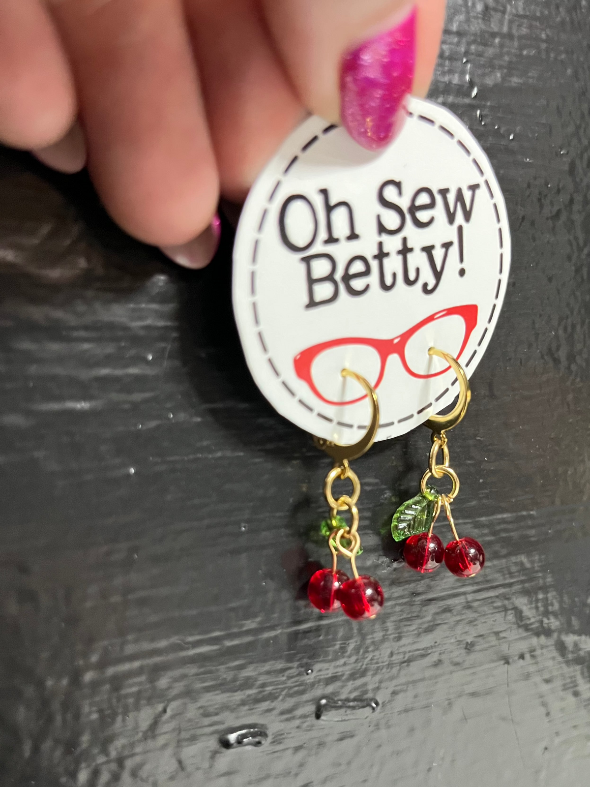 Oh Sew Betty! Cherry Danglies  - Earrings