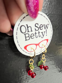 Load image into Gallery viewer, Oh Sew Betty! Cherry Danglies  - Earrings
