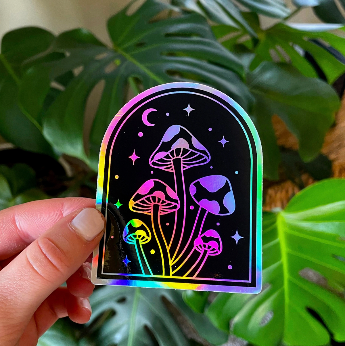 Holographic Mushroom Arch Sticker