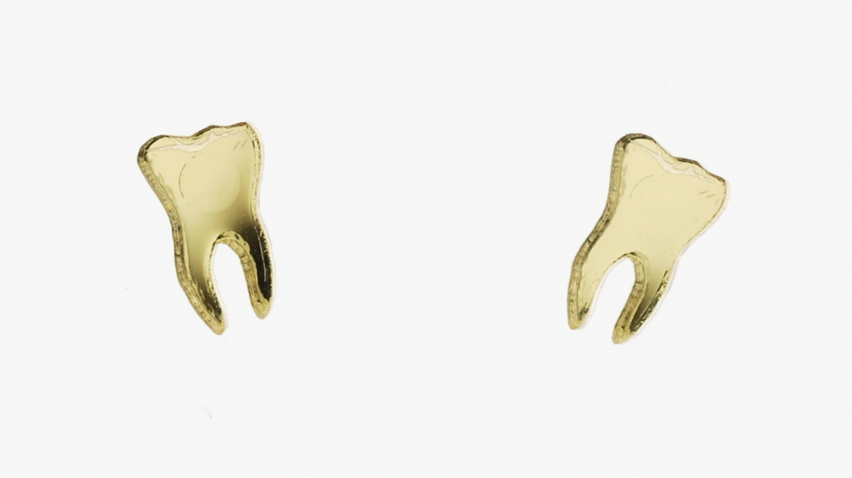 Gold Teeth Stud Earrings