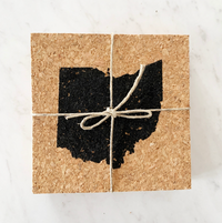 Load image into Gallery viewer, Black Ohio Silhouette Coaster Set
