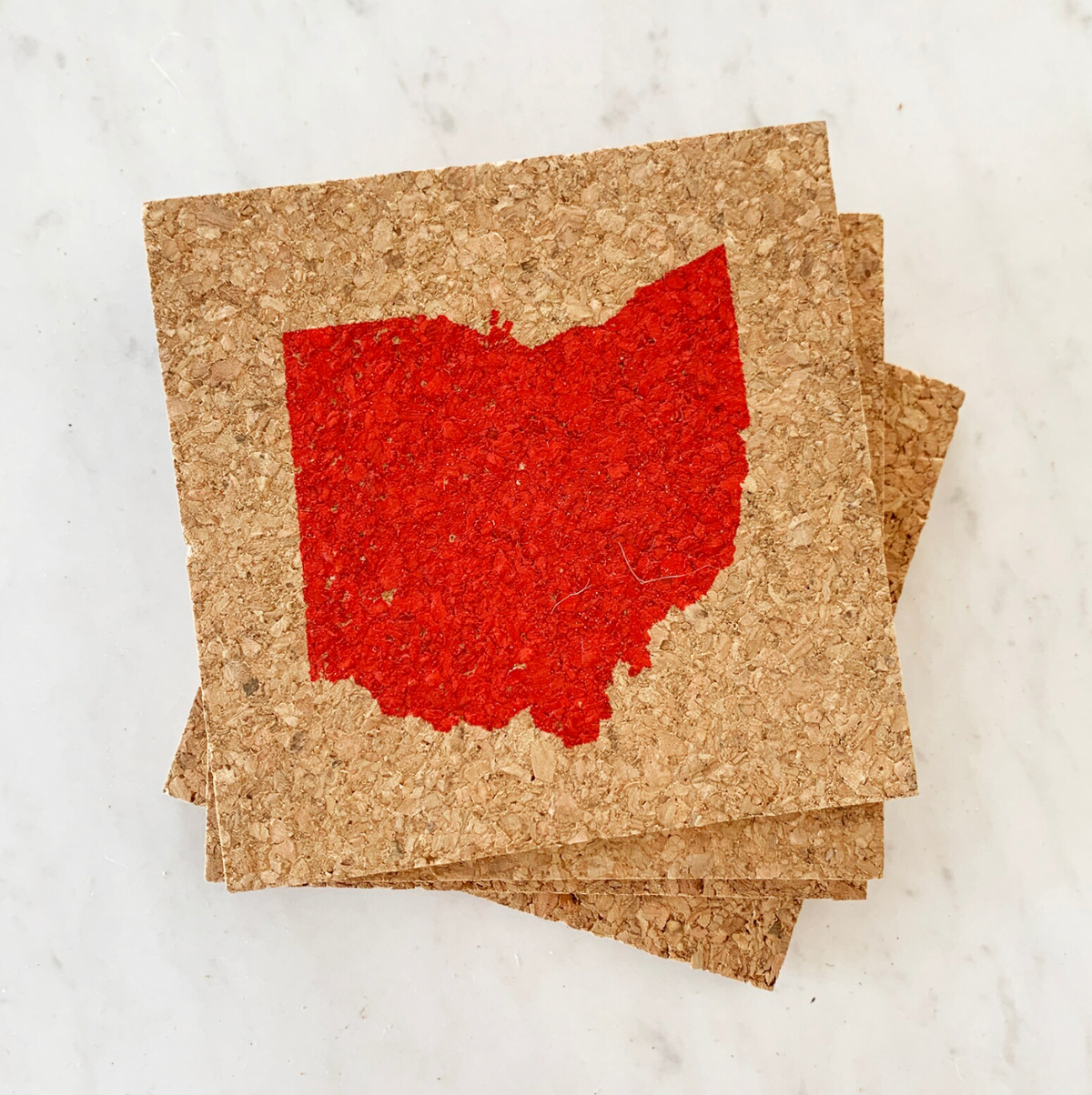 Red Ohio Silhouette Coaster Set