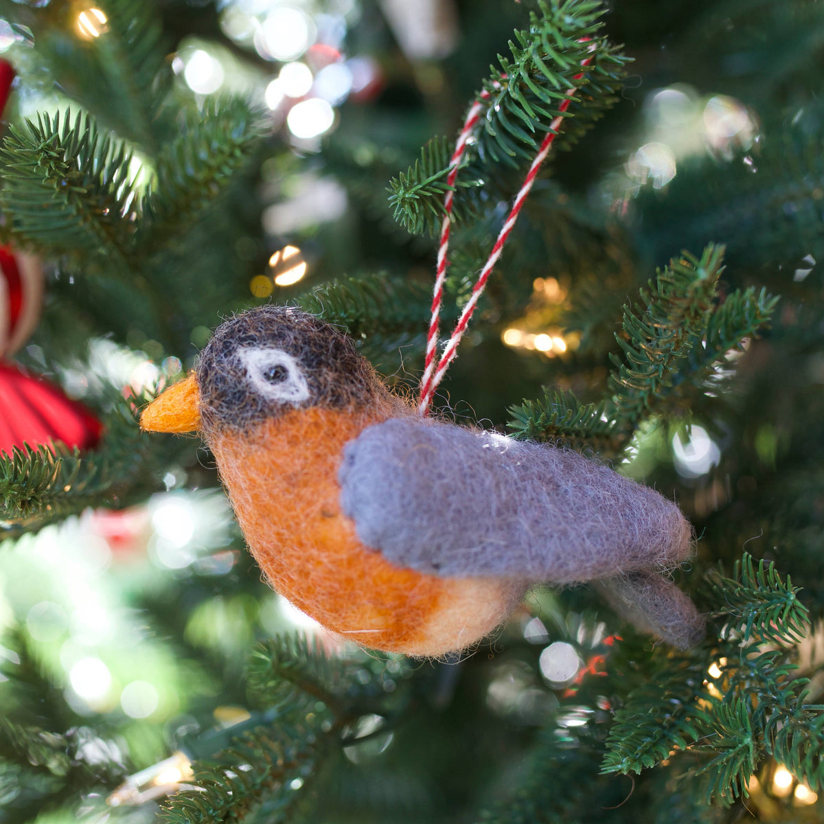 Robin Felt Wool Bird Ornament