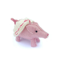 Load image into Gallery viewer, Flying Pig Felt Wool Ornament
