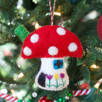 Load image into Gallery viewer, Mushroom House Felt Wool Ornament
