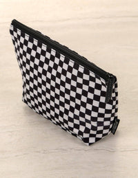 Load image into Gallery viewer, Make-Up Cosmetic Bag | Zip Pouch | INDY Check Black

