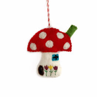 Load image into Gallery viewer, Mushroom House Felt Wool Ornament
