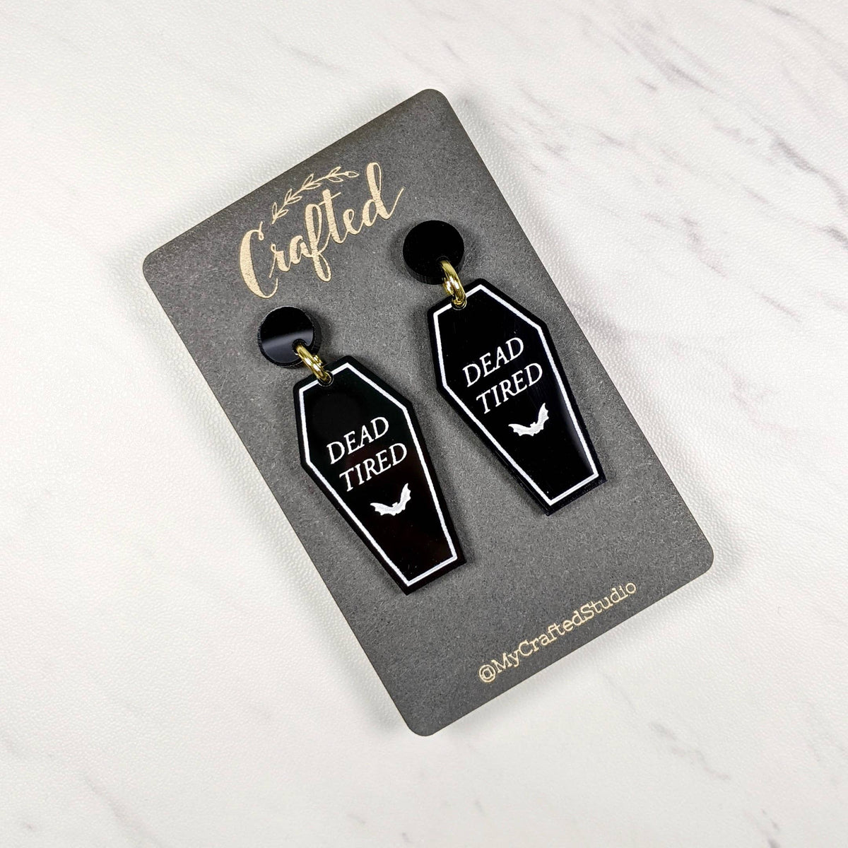 Dead Tired Coffin Earrings