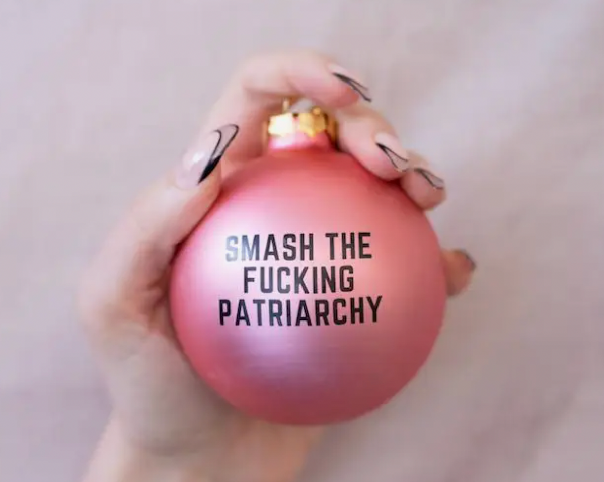 Pink Smash the Fucking Patriarchy Ornament